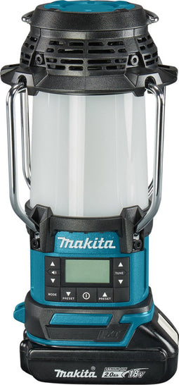 Makita DMR055 - Camping lamp met radio - 270°/360° licht - Blauw/Zwart