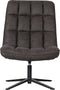 WOOOD Dirkje Draaifauteuil - Leerlook - Zwart - 101x70x85
