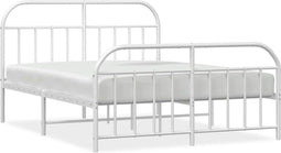 vidaXL - Bedframe - met - hoofd- - en - voeteneinde - metaal - wit - 150x200 - cm