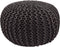 SVJ Poefs Rond - 55 x 55 x 37 cm - Katoen - Grijs/Blauw - Set van 2