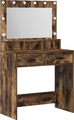 vidaXL - Make-up - Tafel - met - LED - Verlichting - - - Rook - Eik - 79x41x135 - cm