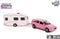 Kids Globe Die-cast Volvo V70 met Caravan - Roze, 30cm