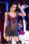 CHILIROSE - CR4153 BLACK AND RED CHEMISE W/ THONG XL