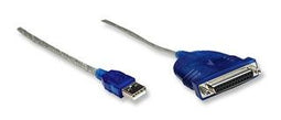 Manhattan USB to Parallel Printer - USB 2.0 type-A naar 25-pins - 180 cm - Zilver Zwart