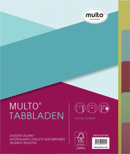 Tabbladen Multo A5 17-gaats 5-delig ass karton 180gr - 50 stuks