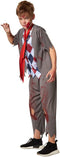 dressforfun - Griezelige schooljongen 128 (7-8y) - Halloween kostuum met nep bloed - zwart-rood