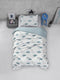LINNICK Kinder Dekbedovertrek 100% katoen Cloudie - blue 140x200cm - Tiener Dekbedovertrek 1 persoons