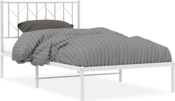 vidaXL - Bedframe - met - hoofdbord - metaal - wit - 100x200 - cm