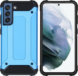 iMoshion Hoesje Geschikt voor Samsung Galaxy S21 FE Hoesje - iMoshion Rugged Xtreme Backcover - Lichtblauw