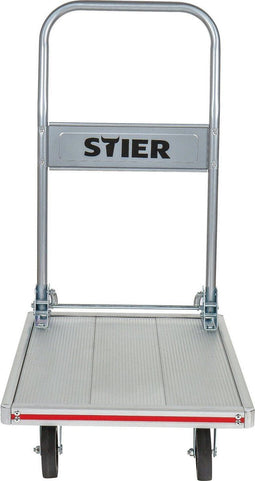 STIER Platform Truck - Aluminium Transport Trolley - Opvouwbare Rand Protector - Zilver