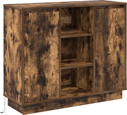vidaXL - Dressoir - met - LED - Rook - Eik - 90x32x75 - cm - Geengineerd - Hout