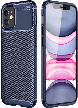 iMoshion Hoesje Geschikt voor iPhone 12 Mini Hoesje Siliconen - iMoshion Carbon Softcase Backcover - Blauw