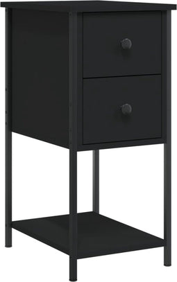 vidaXL - Nachtkastje - 32x42x70 - cm - bewerkt - hout - zwart