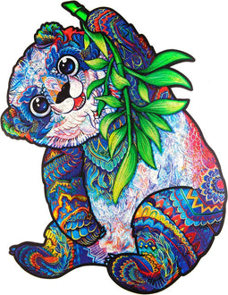 UNIDRAGON Houten Puzzel Voor Volwassenen Dier - Serieuze Panda - 318 stukjes - King Size 31x41 cm