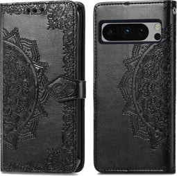 iMoshion Hoesje Geschikt voor Google Pixel 8 Pro Hoesje Met Pasjeshouder - iMoshion Mandala Bookcase - Zwart