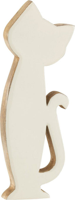 J-Line decoratie Kat - hout - wit - large