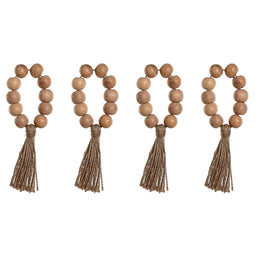 Servetring Home ESPRIT Natuurlijk Jute Acacia Macramé 7,5 x 2 x 7,5 cm 4 Onderdelen
