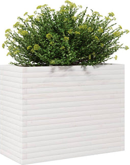 vidaXL - Plantenbak - 90x40x68,5 - cm - massief - grenenhout - wit