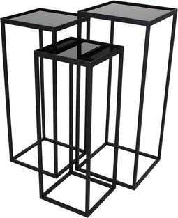 SVJ Home Decorations Mensa Tafelset - 31x31x75cm - Metaal Glas - Zwart