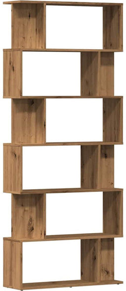 vidaXL - Boekenkast - 80x24x192 - cm - bewerkt - hout - artisanaal - eikenkleur