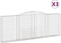vidaXL - Schanskorven - 3 - st - gewelfd - 400x30x140/160 - cm - ijzer