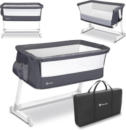 Lionelo Theo - Co Sleeper & Baby Bed - 2-in-1 functie - Hoogte verstelbaar - Kantelbaar - Donker Grijs