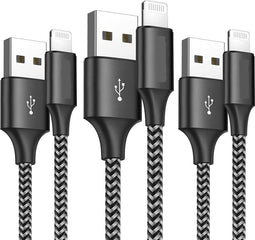 Oplaadkabel - 3 stuks van 2 Meter - USB naar Lightning - Zwart