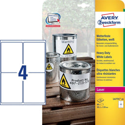 Avery - Ultra-sterke etiketten - 99,1 x 139,0 mm - extra permanent - wit
