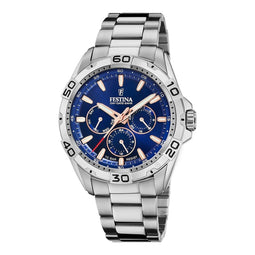 Festina F20623/2 Heren Horloge - Mineraalglas - Roestvrijstaal/Staal - Zilverkleurig - Ø 44.5 mm - Quartz - Vouw/Vlindersluiting - 10 ATM (zwemmen)