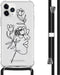 iMoshion iPhone 11 Pro - Hoesje met Koord - Verstelbaar Koord - Zwart / Woman Flower
