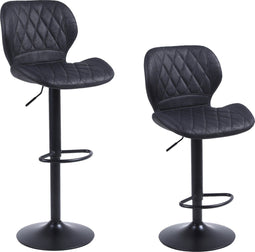 Barkruk Alice zwart - Barkrukken set van 2 - Barstoel Kruk - Barstoelen met rugleuning - Keukenstoel - Industrieel