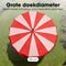 Mica Decorations Kim Gestreepte Parasol met Draagtas - Stokparasol 238 x 235 cm - Tuin of Balkonparasol - Polyester, Staal - Rood