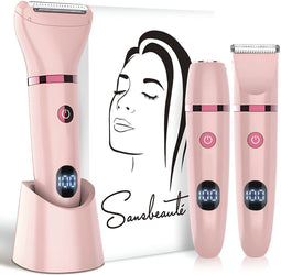 Sansbeauté® 3-in-1 Ladyshave - Scheerapparaat Vrouw - Waterproof - USB Oplaadbaar - Pink Edition