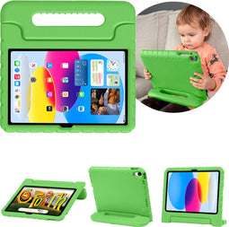 imoshion Tablet Hoes Kinderen - Geschikt voor iPad 11 (2025) 11 inch / 10e generatie (2022) 10.9 inch - Kidsproof Backcover met handvat - Groen