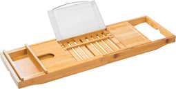 HI Badplank - uitschuifbaar - 70-105 x 22 x 4 cm - bamboe hout - verstelbaar - Houten plank voor het bad