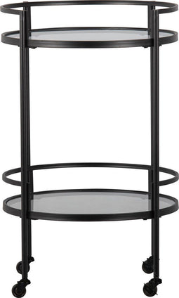 WOOOD Exclusive Zora Trolley - Metaal/Glas - Zwart - 79x50x50