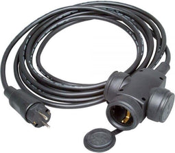 Kopp Geaarde voeding verlengkabel outdoor met 3-voudig contact - 3x 1,5mm / zwart - 1,5 meter