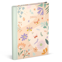 Lannoo Graphics - Diary Wire-O 2024 - Agenda 2024 - Wire-O - FRAGILE - Peach - 7d/2p - 4Talig - 120 x 160 mm