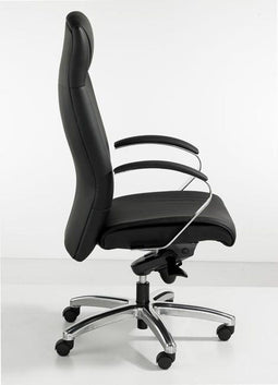Ergonomische directiestoel Zwart leatherlook met harde wielen