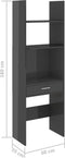 vidaXL - Boekenkast - 60x35x180 - cm - bewerkt - hout - hoogglans - grijs