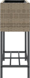 vidaXL - Plantenbakken - met - schap - 2 - st - 70x28x70 - poly - rattan - grijs