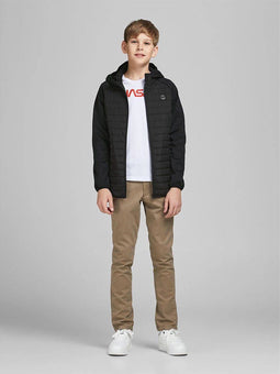JACK&JONES JUNIOR JJEMULTI - Quilted Jacket - Vaste capuchon - Zwart - Maat 128