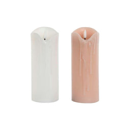 Kaars LED DKD Home Decor Wit Licht Roze 7.5 x 7.5 x 20 cm 7,5 x 7,5 x 20 cm (AA) (2 Stuks)