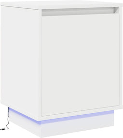 vidaXL - Nachtkastje - met - LED-lampjes - Wit - 39x34,5x50 - cm