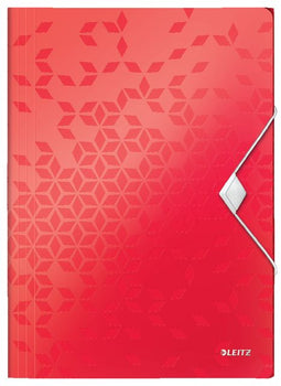 Leitz WOW Kunststof Elastomap voor A4 Documenten - 3-Klepsmap voor 150 Vel - Rood