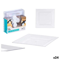 Bordenset Leknes CK80668-2-T Transparant Plastic 20,3 x 1,5 x 20,3 cm (24 Stuks)