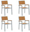 vidaXL - Tuinstoelen - 4 - stuks - Stapelbaar - Grijs - Massief - Acaciahout - en - Metaal