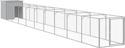 vidaXL - Hondenhok - met - ren - 110x1017x110 - cm - staal - lichtgrijs