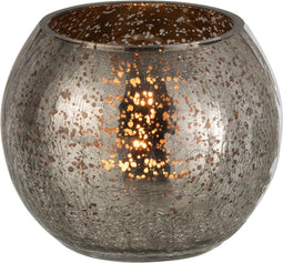 J-Line windlicht Bol Craquele - glas - grijs - small