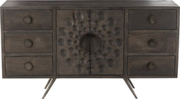 J-line kast Laag Etnisch 2 Deuren 6 Laden - hout - bruin